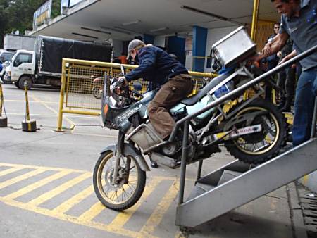 Exiting the cargo area at Bogota Airport