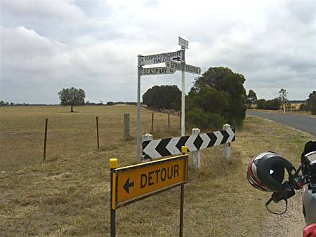 Detour and road signs