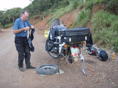 Flat tyre and both our pumps would not work.