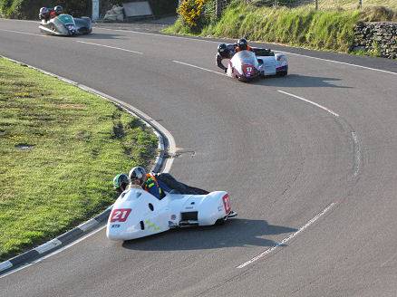 Sidecar practice at Creg ny Baa corner, Isle of Man.