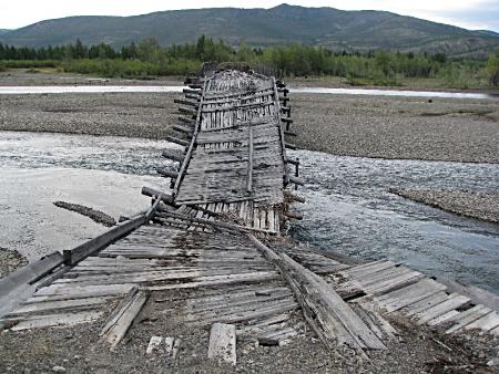 Wooden bridge on the Road of Bones.