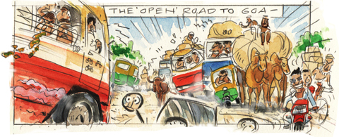The 'open' road to Goa. Click on the pic for full story.