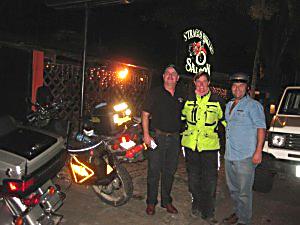 Bikers at S'Tragos Bikers Saloon, Honduras.