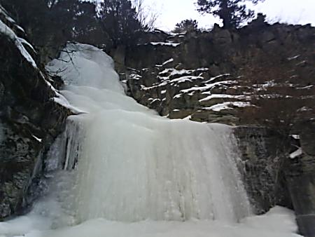 Frozen waterfall on the ranch.