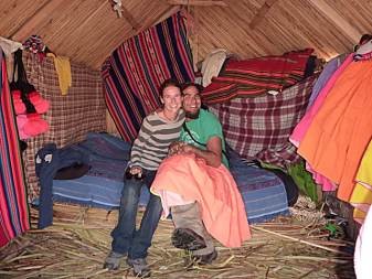 Inside one of the tents on the island.