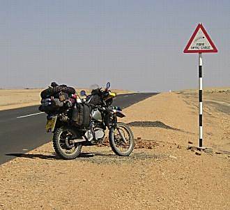 Fibre optic cable sign in desert.