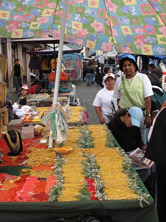 Otavalo market - jewelery stall.