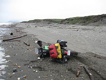 Motorcycle down on the road to Teller, AK.