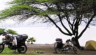 Campsite at Lake Lagano, Ethiopia.