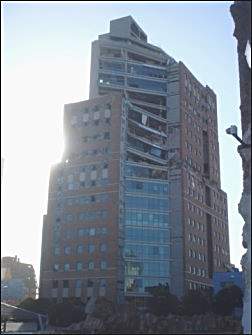 Damaged highrise in Concepcion, Chile.
