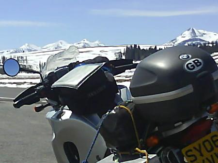 Bike in snow at Yellowstone.