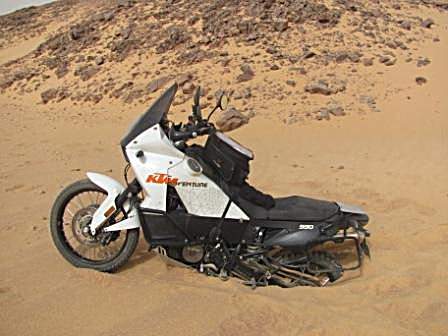 Bike stuck in sand.