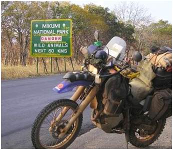 Mikumi National Park sign, Tanzania.