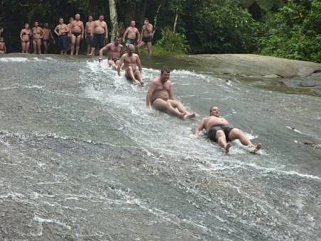 Locals enjoying waterslide, Brazil.