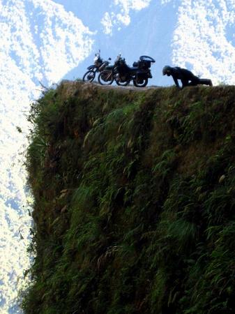 Peering over the edge, Death Road, Bolivia.