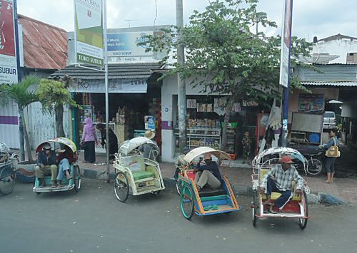 Rickshaws in Bali.