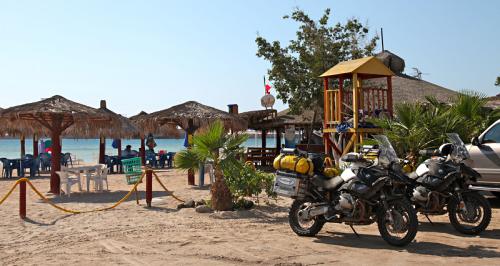A bike, a beach, a bar!