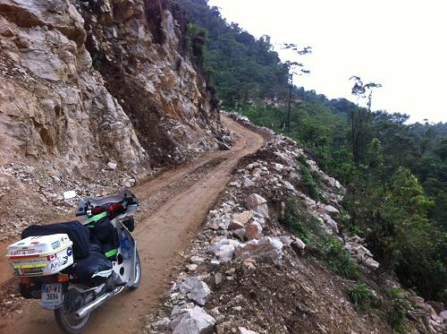 Skirting along the mountain side, Guatemala.