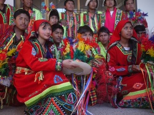 More traditional costume and dance at the Mother's Day fete, Bolivia.