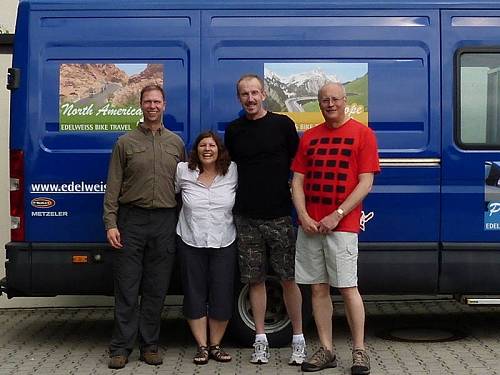 Ekke, Audrey, Bob and Brian in front of the Edelweiss support van.