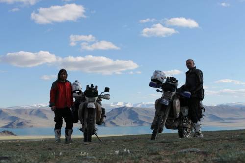 Peter and Jon on the road in Mongolia.