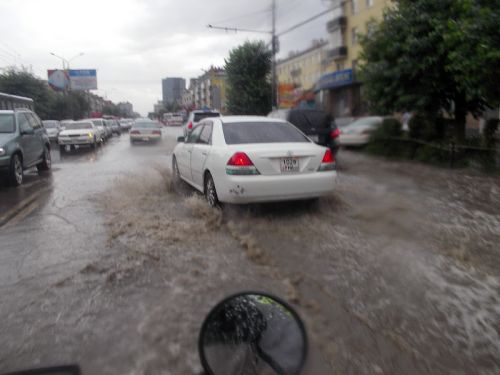 Rainy streets in Ulan Bator, Mongolia.