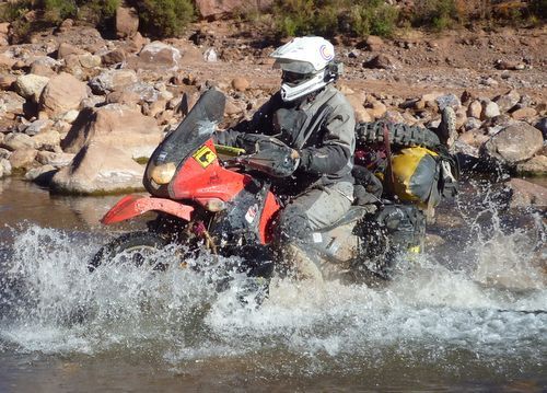 Fletch Splashing Through One Of The Rivers.