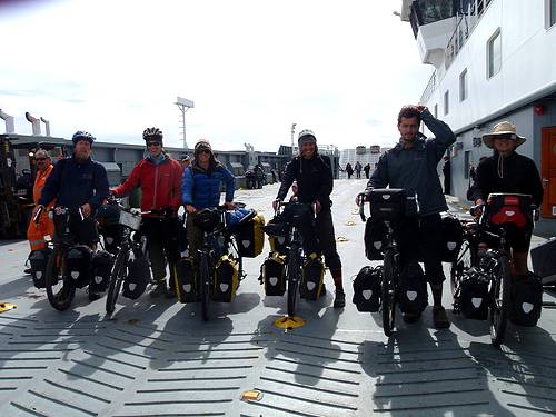 Team Surly landing on Tierra del Fuego.