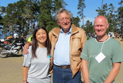 Ted Simon with Andy and Ellen Delis at the HU California 2012 meeting.