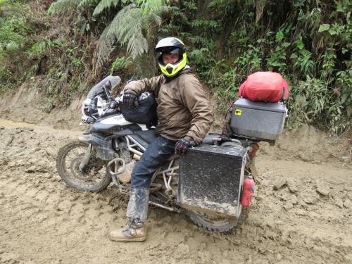 Clay Derouin on bad roads in Ecuador.