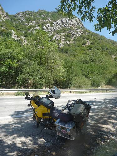 The surprisingly green terrain on the road to Gorgan.