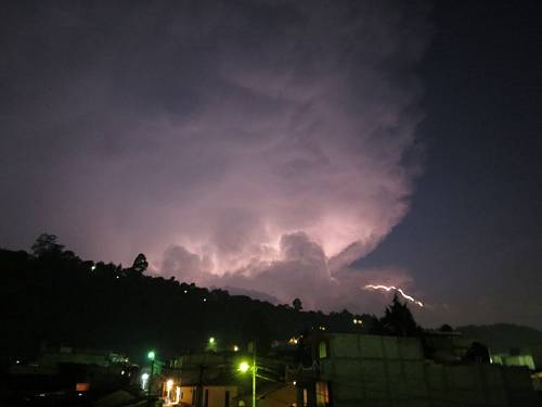 Lightning storm over Xela, Guatemala.