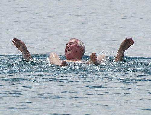 Liam McIlhone floating in Laguna Cejar.