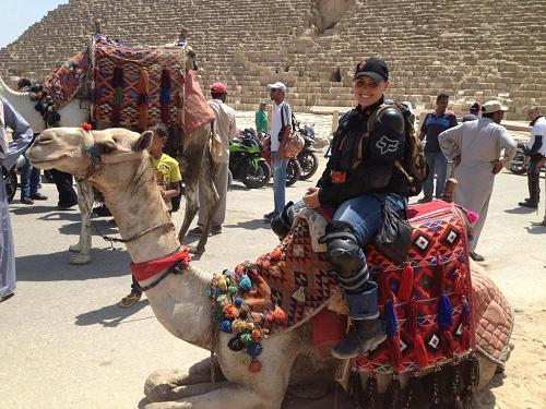 Jo Rust on camel in Egypt.