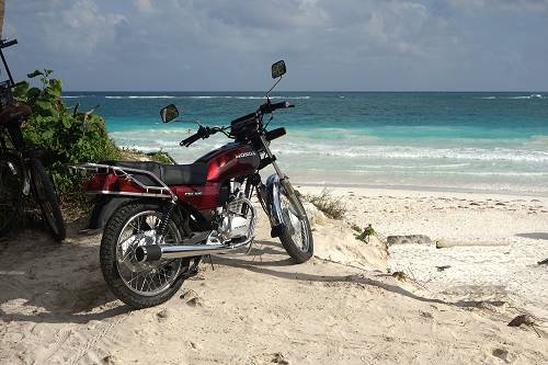 Honda on beach, Mexico.
