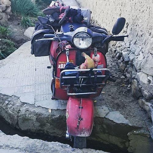 The problem with small tires, a hole in the road in Leh.
