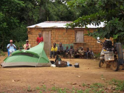 Pat Garrod camping in Africa.