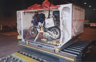 Andy's bike in its shipping crate.
