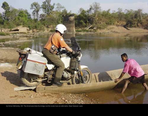 August: by Simon McCarthy, UK. The Americans blew the bridge, but the locals have an alternative. Near Salavan, Laos.