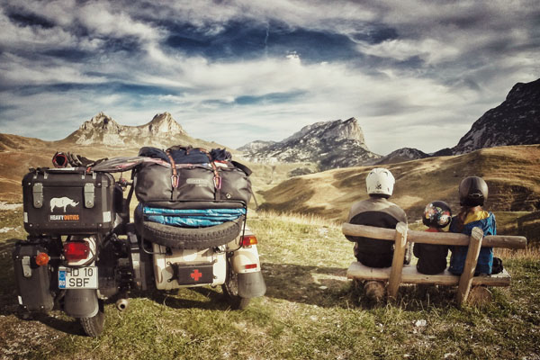 Photo by Mihai Barbu (Romania) - Sedlo Pass, Durmitor National Park, Montenegro - Our 2014 Ural Ranger and us, resting on a bench during our family trip in 2015.
