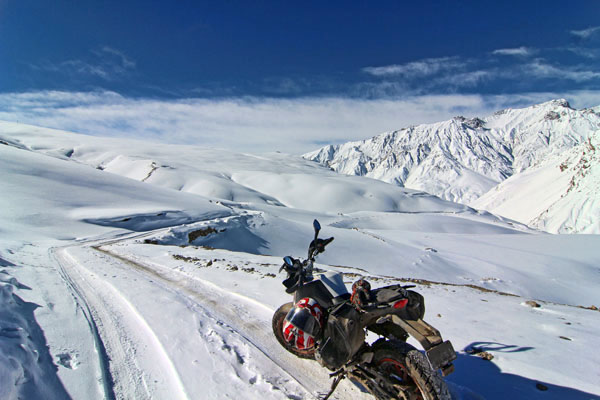 Photo by Rohit Upadhyay (India) - Riding at 14,200 feet returning from Kibber village in Himachal Pradesh, India - 2013 KTM Duke 390. www.musafirhuyaron.com.