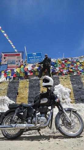 Mark Donham at Khardongla, highest motorable road in the world.