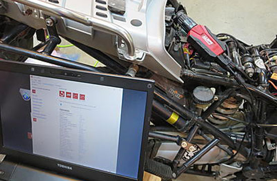 Grant uses the GS911 Wifi for BMW bike diagnosis.