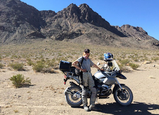 Sue Taylor with her motorcycle