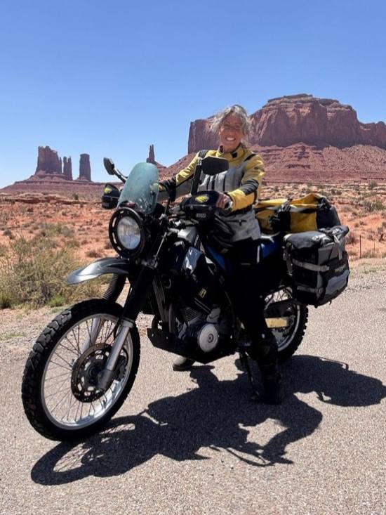 Nicole Espinosa on motorcycle.