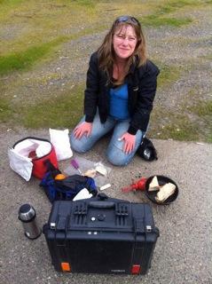 Deb Hewson makes a quick lunch before a ferry.