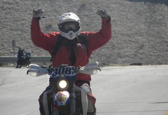 Don crossing Baja 1000 finish line.