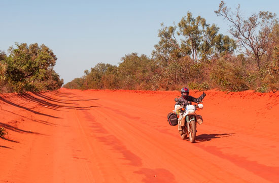 Maria riding the red Australian dirt.