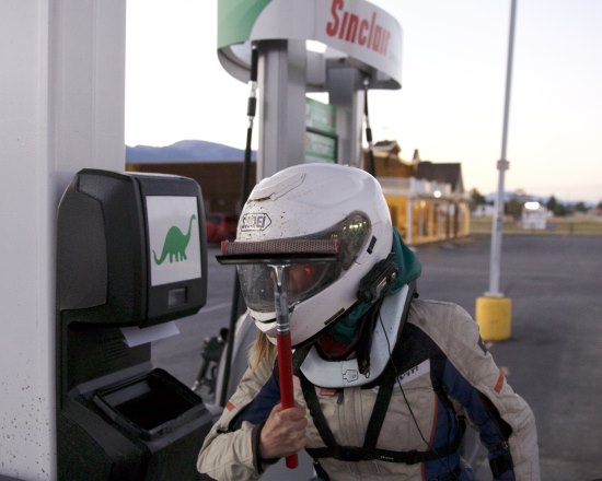 Heather Lea, at the gas pump.