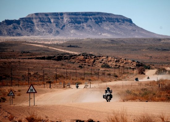 Brigitte and Laurent Gillard, Namibia road.